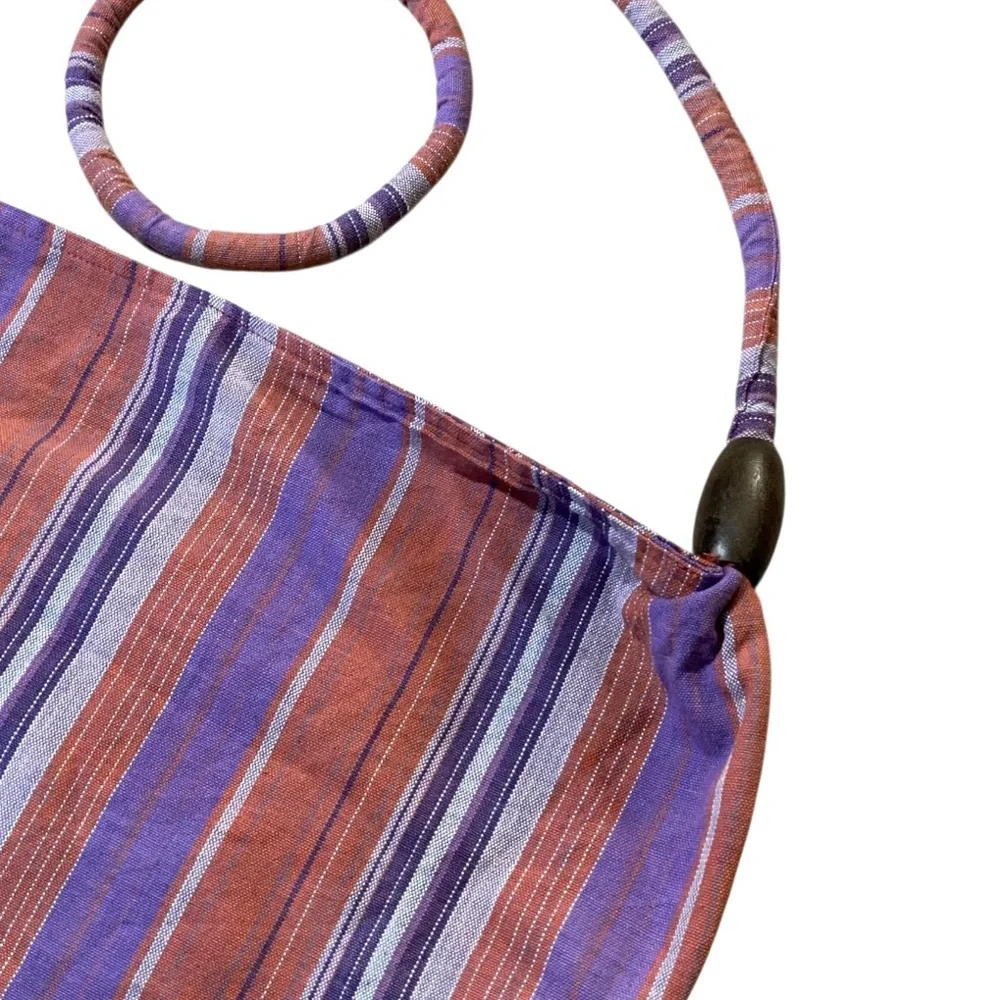 Delia’s Striped Woven Hobo Bag Large Slouchy Purple Coral Boho Beachy Vacation
